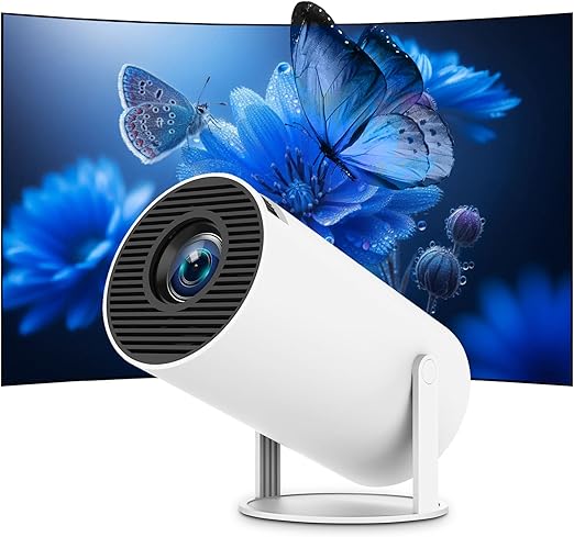 Mini Taşınabilir Projektör 4K 1080P Full HD Android 11 ve Netflix ile uyumlu, WiFi 6, BT 5.0, 180° Dönme, Otomatik Trapez Düzeltmeli Küçük Ev Sineması Projektörü