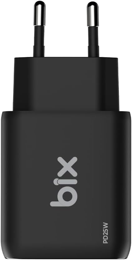 Bix ZH-2U41T 25W PD 3.0 Type-C & USB-A Çift Bağlantı Noktalı Hızlı Şarj Adaptörü Siyah, Huawei, iPhone 15/14/13/12/Pro Max, iPad Air/Pro ve Daha Fazlası ile Uyumlu
