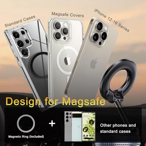 Coverzone Kablosuz Araç İçi Cep Telefonu Plastik Kaplama Tutucu Araç içi Montaj (Sadece Düz Zeminler için) Vakumlu Hands Free 360 Derece Ayarlanabilir Manyetik Telefon Tutucu X68