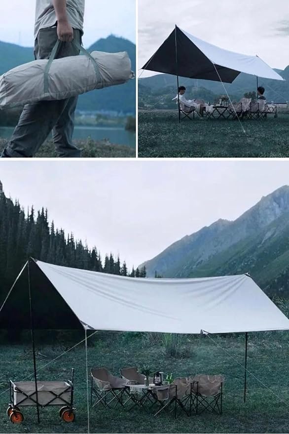 Su Geçirmez Dayanıklı Piknik Kamp Sahil Plaj Güneşlik Koruyucu Tente Gölgelik Çadır 500X300 Cm Tek Ebat Bej