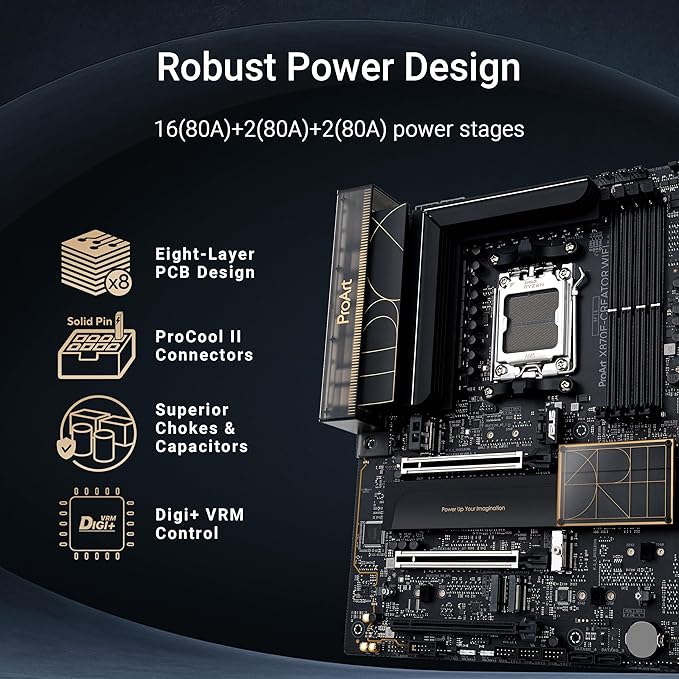 Asus PROART X870E-CREATOR WIFI AMD X870E Soket AM5 DDR5 8000+(OC) MHz ATX Gaming (Oyuncu) Anakart