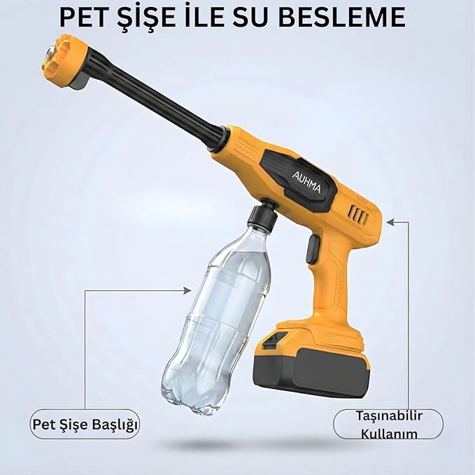 NPO AUHMA ACR07T Reel 203PSI Çift Akülü Yeni Nesil Motor 12 Parça Profesyonel Oto Yıkama Tabancası