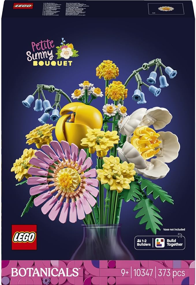 LEGO Botanicals Küçük Sarı Buket 10347-9 Yaş ve Üzeri Kız ve Erkek Çocuklar için Papatya, Şakayık ve Lale Dahil Yapay Çiçekler İçeren Yaratıcı Dekoratif Çiçek Buketi Yapım Seti (373 Parça)